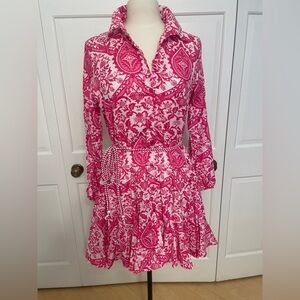 Pink Floral Pigalle Only Pglumina L/S Short Dress Medium